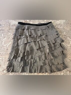 Club Monaco Silk Gray Layered Ruffle Mini Skirt